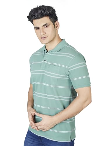 Image of PRORIDERS Half Sleeve 100% Pure Cotton Fabric Collared Regular Fit Men's Polo Striper Tshirt with Pocket for Casual wear