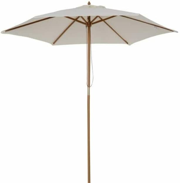 Sombrilla para jardín CLSDRZC de 2,4m de madera crema que soluciona el calor en tu terraza