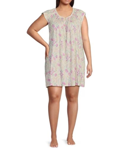 Image of Miss Elaine Short Cottonessa Nightgown, Short Sleeves and Beautiful Pattern Gown, Sleepwear & Loungewear