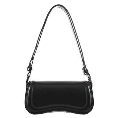 YDSIII Small Shoulder Bag, Trendy Vegan Leather Cross Body Bag for Women, Women's Crossbody Purse with Adjustable Strap (Shiny Black)