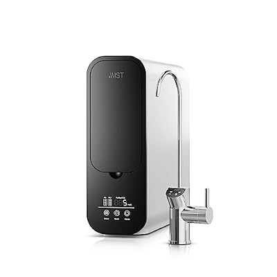 Reverse Osmosis Under Sink Compact Tankless RO Water Filter System, Dual-Filter, Reduces TDS, 600 GPD, 4 Stage Filtration Smart Faucet Real Time Visual Display, 2:1 Drain Ratio, IAPMO Certified- Mist