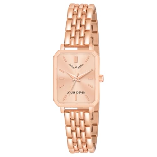 Image of LOUIS DEVIN Silver /Brown /Rose Gold Bracelet Metal Chain Analog Wrist Watch for Women (Blue /Green /Pink /Black /Silver /Brown /Rose Gold Dial) | LD-LS193-CH