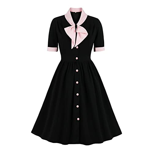 MeiLyviba Kleider Damen Retro Kleider Petticoat Kleid Hepburn Kostüm Vintage Cocktailkleid Hepburn Stil Rockabilly 50er 60er Jahre Kleid Neckholder...