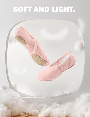 EQSJIU Girls Ballet Shoes for Dance PU Leather Toddler Little Bid Ballerina Slippers3