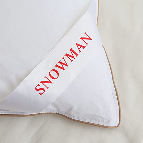 SNOWMAN Premium Down Comforter Queen Size, Luxurious Heavyweight Duvet Insert with Cotton Blended Fabric, 46oz Fill Weight 3D Baffle Box Design Medium Warm Hotel Bedding Comforter (White,90"x90")