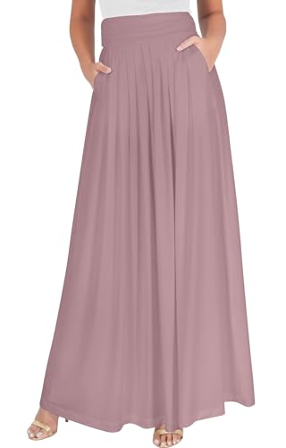 KOH KOH Womens Long Flowy Cute Modest High Waist Floor Length Pockets Maxi Skirt