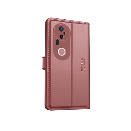 Image of AIBEX Vivo T4 Ultra 5G Flip Cover Leather Finish with Magnatic Closure | Inside TPU with Card Pockets | Wallet Stand | Complete Protection Flip Case -Brown