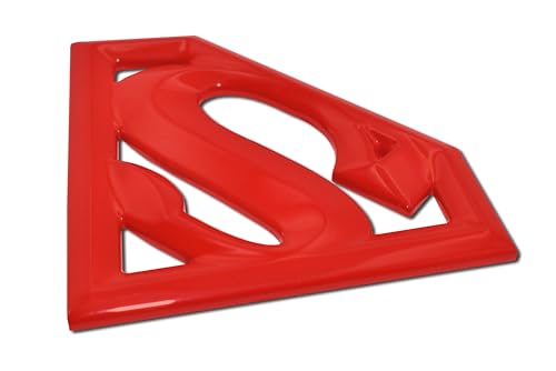 Image of Elektroplate Officially Licensed DC Comics Superman Man of Steel Red All Metal Auto Emblem for Cars, Trucks, and All Auto | Universal Fit at 4.2 inch x 3 inch | Weatherproof