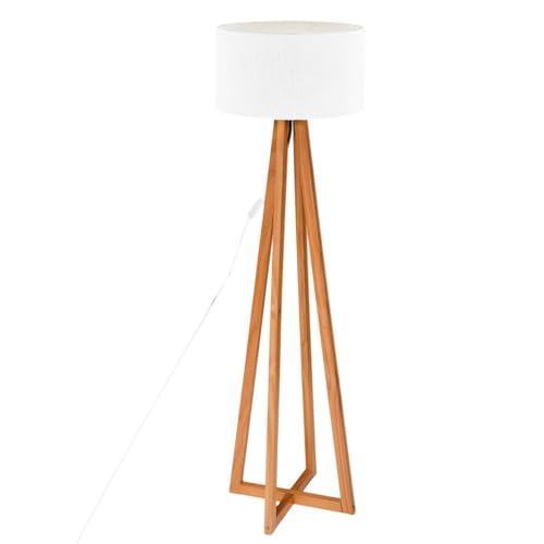 Atmosphera - Lampadaire Molu - bois et blanc H140 cm