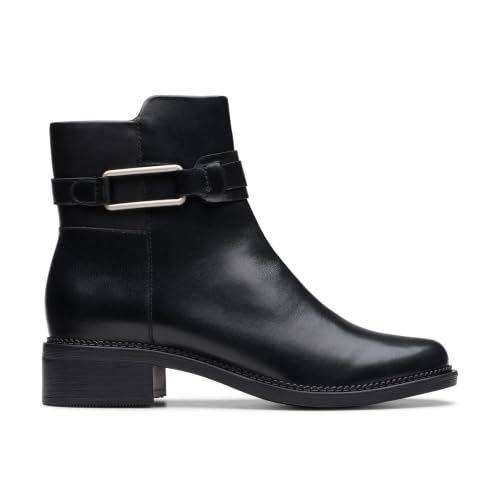 Clarks Damen Maye Bella Stiefelette, Schwarz Leder, 37 EU Weit – Ansicht 2