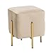 Baroni Home Pouf Poggiapiedi, Sgabello, Pouf in Velluto Imbottito Colore Beige Misure 33x33x38 cm