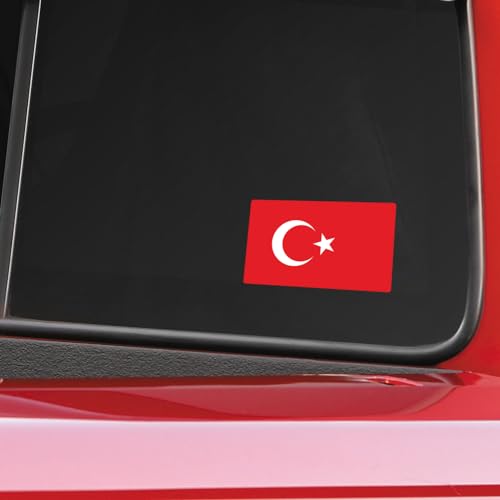 Image of World Country Flag Decal Stickers - Two Pack - for Cars Windows Bumpers Laptops Tablets Tumblers Cups Walls (Turkey)