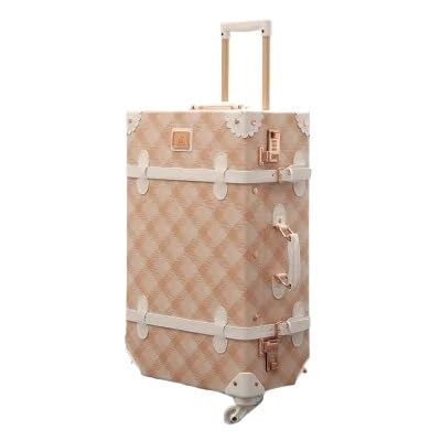 Valise de voyage vintage 22 pouces en PU avec vanity assorti pour femmes et filles