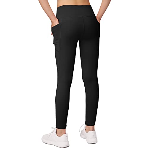 Girls' Athletic Dance Leggings with Side Pockets - Kids Active Tights for Yoga Running Workout Activitie (Pack of 4)2