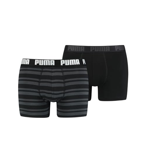 PUMA EVERYDAY STRIPED BOXERS 2P, Biancheria Intima Uomo, Black Brown Stripes, M