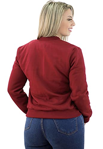 Jaqueta Bomber Feminina Casaco Moletom Zíper