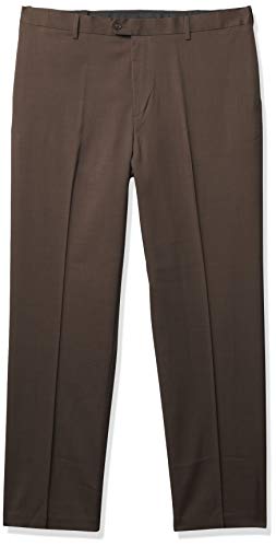 Savane Men's Flat Front Stretch Crosshatch Dress Pant, Turkish Coffee, 40W x 34L