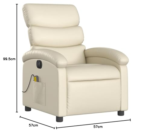 Homgoday Massagesessel Elektrisch Fernsehsessel Relaxsessel mit Liegefunktion Ruhesessel Liegesessel Polstersessel TV Sessel Verstellbare Rückenlehne, für Wohnzimmer Creme Kunstleder – Bild 3
