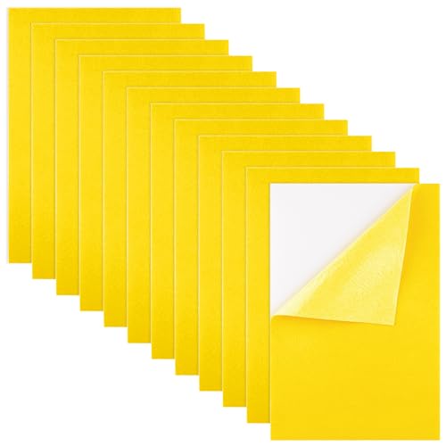 Morcheiong 12 Pcs Self Adhesive Felt Sheet Soft Felt Sheets with Adhesive Backing for Art Project and Sewing DIY Craft(11.8"x7.9"/30x20cm)- Dark Yellow