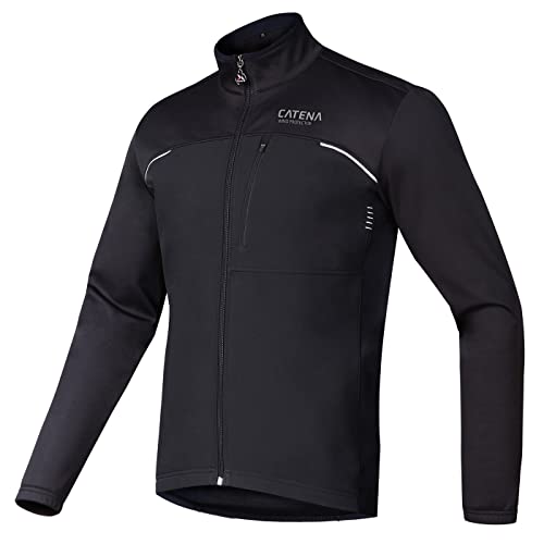 CATENA Men's Windproof Cycling Running Jacket Winter Thermal Fleece Softshell Coat Windbreaker Waterproof Warm Reflective Bike Outerwear