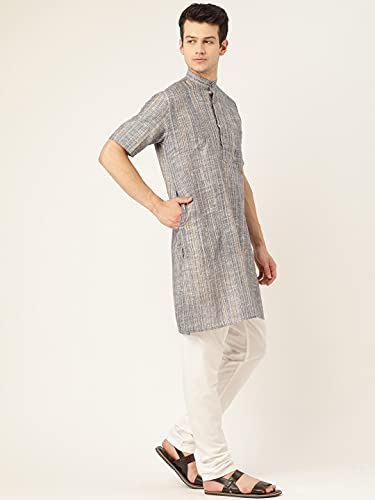 Image of Rajubhai Hargovindas Green Khadi Half Sleeve Kurta