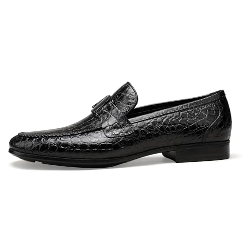 Leather Penny Loafers for Mens, Fashion Crocodile Printed Dress Shoes with Metal Buckle Business Weddings Shoes Slip On Party Loafers4