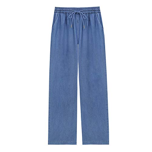 FASHPOOYS Jean droit pour femme Coupe large - Bleu - XL Cover