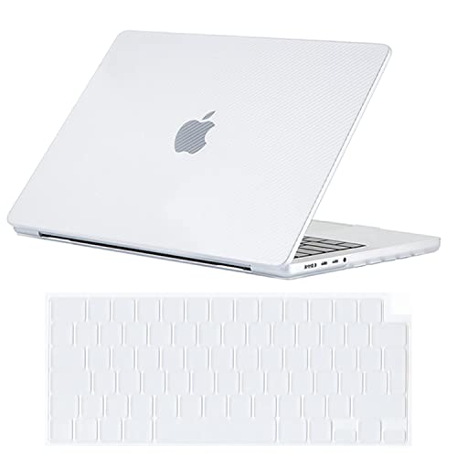 Se7enline Compatible with Best MacBook Pro Case 16 inch 2021 2022 M4 M3 M2 M1 A2485 A2779 A2991 A3403 Matte Laptop Protective Hard Shell Case with Keyboard Cover(EU Layout),Carbon Fiber Transparent