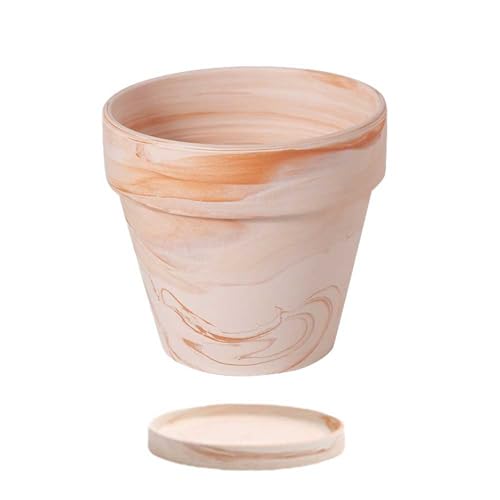 Set di 4 vasi per piante in terracotta da 3/4/5/7 pollici, in argilla rossa, con fori di drenaggio e piattini, vasi in ceramica bianca di grande calibro, per piantare interni ed esterni