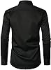 PARKLEES Men's Urban Stylish Casual Business Slim Fit Long Sleeve Button Up Dress Shirt with Pocket Black M #2
