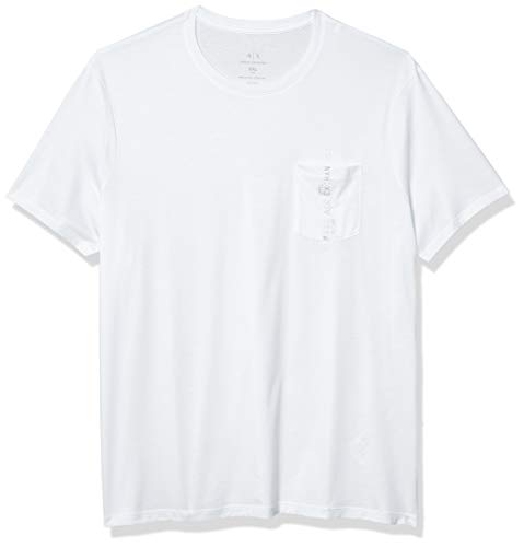 A|X Armani Exchange Men's Slim Fit Vertical Logo Crewneck Pima Cotton Graphic Tee, White, M