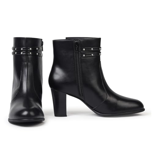 Image of YOHO Stellar Studs Ankle Length Heeled Boots For Women | Comfortable and Stylish with Low Block Heel | Casual,Formal Wear for Winter BOOT 112