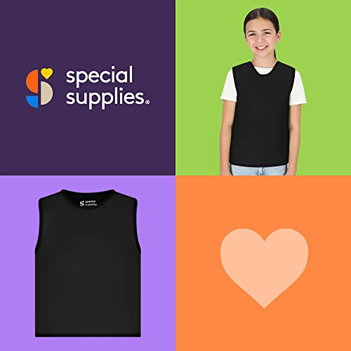 Special Supplies Sensory Compression Vest Deep Pressure Comfort for Autism, Hyperactivity, Mood Processing Disorders, Breathable, Form-Fitting, Kids and Adults (Black, Medium 20x36 inches)