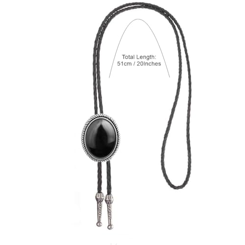 Image of Joxevyia Bolo Tie for Men Vintage Cow Skull Leather Rope Western Cowboy Necktie Vintage Bola Tie Gift for Him
