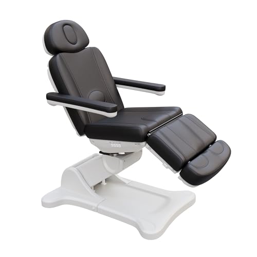 Source One Beauty Spa Numa Swivel Fully Electric 4 Motor Treatment Chair with 240 Degree Bed Rotation Extendable Footrest Removable Arms USA Salon and Spa 2246B (Black)