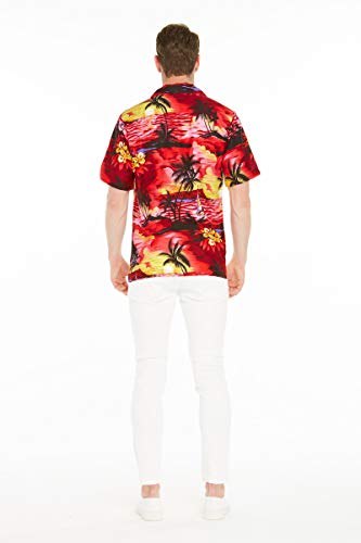 Image of Hawaii Hangover Family Matching Hawaiian Clothes, Sunset Red | Family matching Hawaiian outfits, Sunset Red, lightweight rayon, machine washable, tropical floral print, luaus, cruises