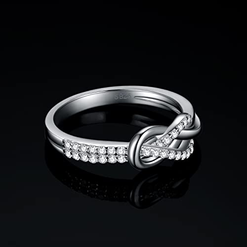 JewelryPalace Double Infinity Knot Cubic Zirconia Promise Rings for Women, Love Twisted 14K White Gold 925 Sterling Silver Ring for Girl, CZ Gemstone Jewelry Sets Rings3