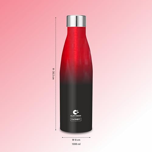 Image of Clay Craft Vacbott Gerald Dual tone Insulated Double Wall|18 Hours Hot and 24 Hours Cold Water Bottle Vacuum Insulated|Thermosteel|Flask 1000ml Bottles|BPA-Free|BIS Certified|1Year Limited Warranty