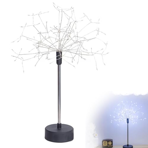 Nest and Flowers Table Lights Fireworks, LED Christmas Starburst Firework Lamp for Party, Home Decor (White,1)