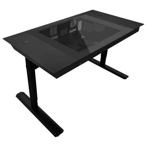 Lian Li DK-07X Motorized Standing Desk - Dual E-ATX Support, Wireless Charging & USB Ports for Ultimate Workflow - Versatile Motorized Desk - Cable Management - DK07X