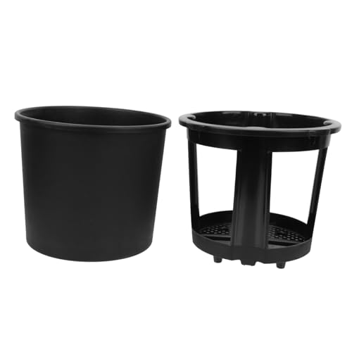 HYTROVE Potato Grow Bucket and Sweet Potato Planting Box for Outdoor Use Black Round Double-layer Planter 29cm Top Diameter and 26.5cm Height