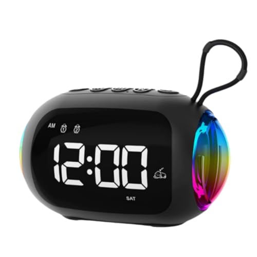 Altavoces Bluetooth con reloj despertador portátil, radio FM y pantalla regulable