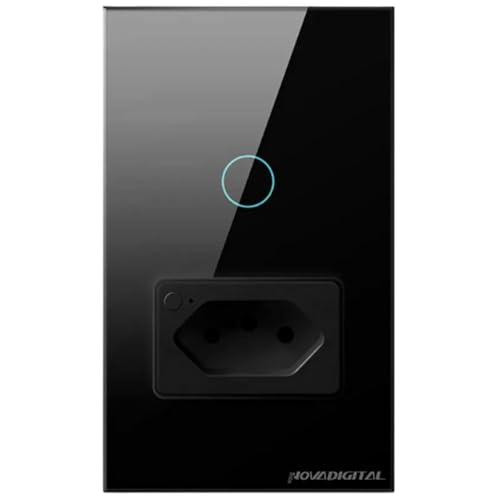 Interruptor tomada inteligente Touch 1 Botão Preto by Tuya (Luz e...