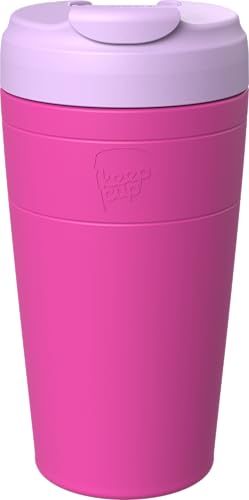 KeepCup Commuter   Taza de café reutilizable de acero inoxidable aislada con tapa abatible a prueba de derrames, 454 ml, lila fucsia