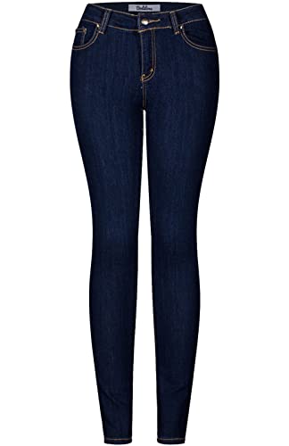 2LUV Women's Solid Stretchy 5 Pocket Skinny Jeans Indigo Blue 34