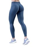 Wavar Hidden Butt Scrunch Leggings for Women Butt Lifting Low Waisted Gym Yoga Pants with Tummy Control Blue Haze