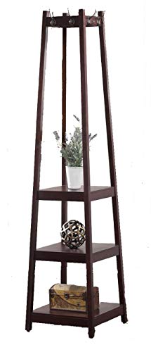 Legacy Decor 8 Hook 3 Tier Shelves Garment Coat Hat Rack Hanger Wooden Espresso Finish