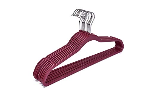 Quality Hangers Clothes Hangers 50 Pack - Non-Velvet Plastic Hangers For Clothes -Heavy Duty Coat Hanger Set -Space-Saving Closet Hangers With Chrome Swivel Hook, Non-Flocked Hangers, Raspberry #TOP5
