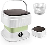 Mini Waschmaschine, 11L Faltbar Waschmaschine mit Schleuderfunktion, Tragbare Reisewaschmaschine, Camping Mobile Waschmaschine für Reisen, Studenten, Wohnmobil (Grün)