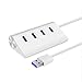 U-CCOMM Slope Aluminum USB 3.0 Hub With a 13.5" Cable, High-Speed 4-Port Adapter Connector for iMac, MacBook, MacBook Pro, MacBook Air, Mac Mini, or Any PC, Silver